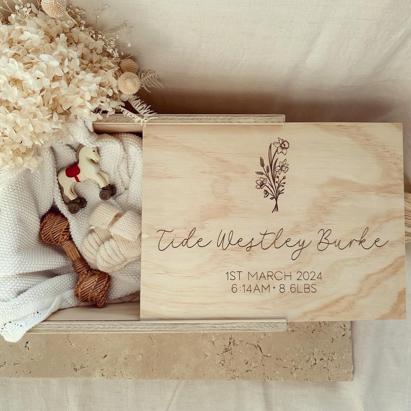 Large Keepsake Box with Birth Month Floral