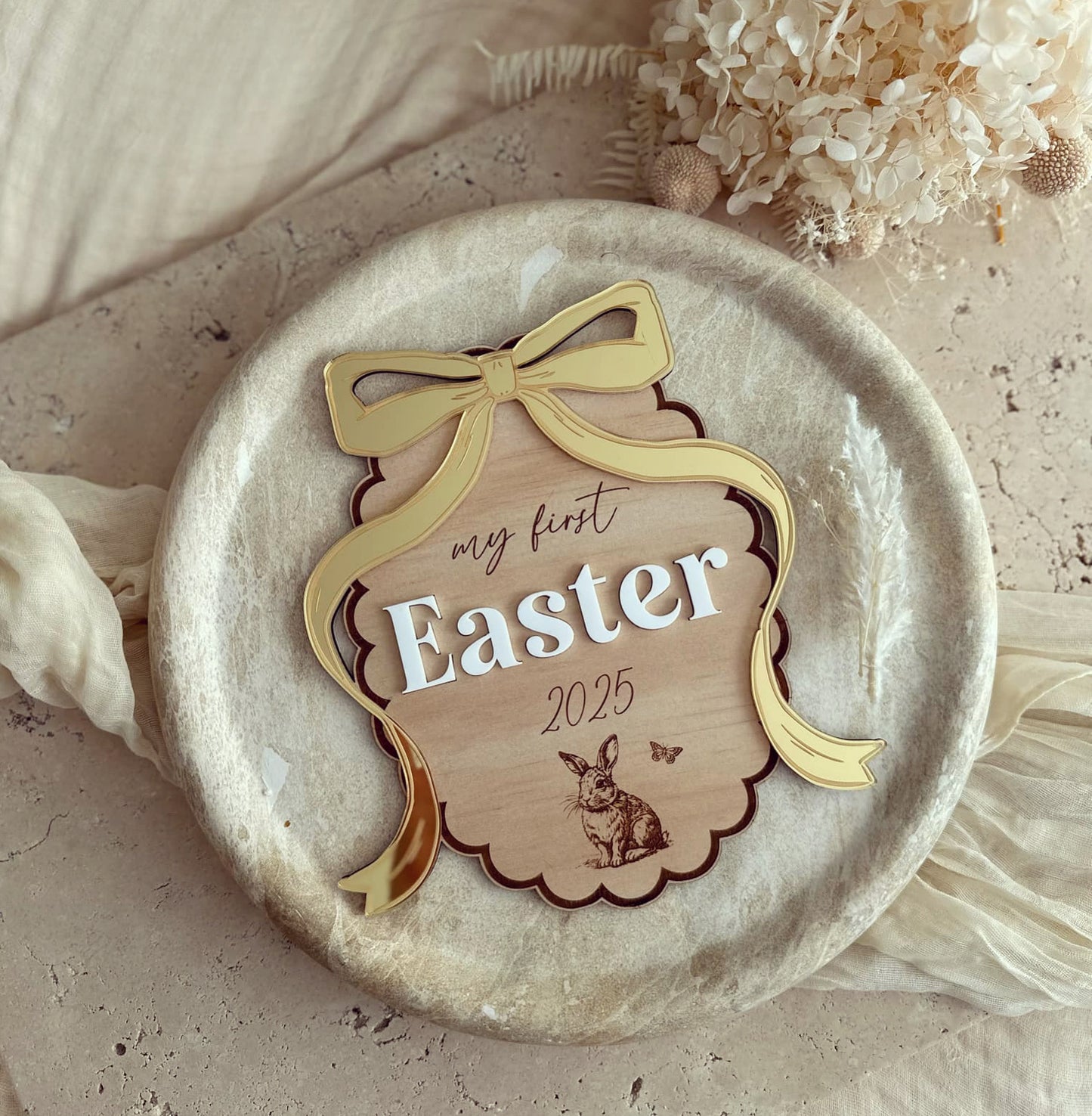 My First Easter Gold Bow Disc
