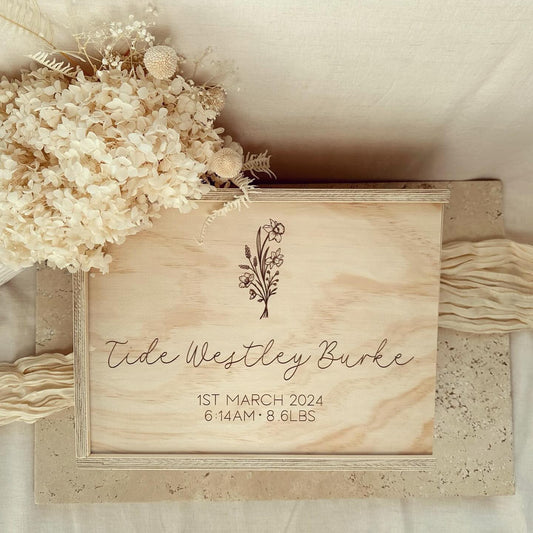 Large Keepsake Box with Birth Month Floral