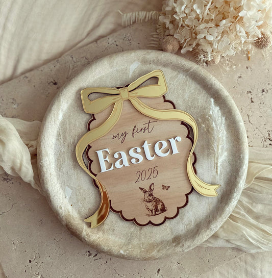 My First Easter Gold Bow Disc